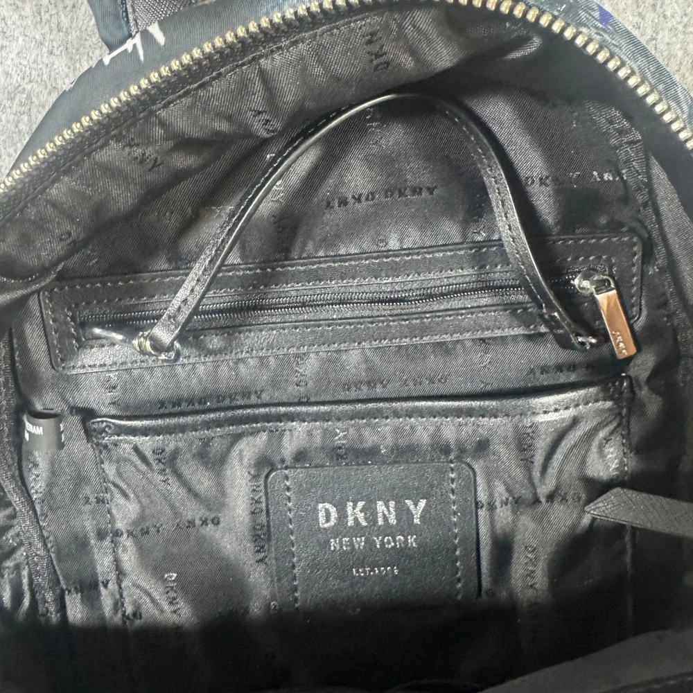 DKNY Mini Backpack Black Nylon Graffiti Print Streetwear Urban Logo Bag